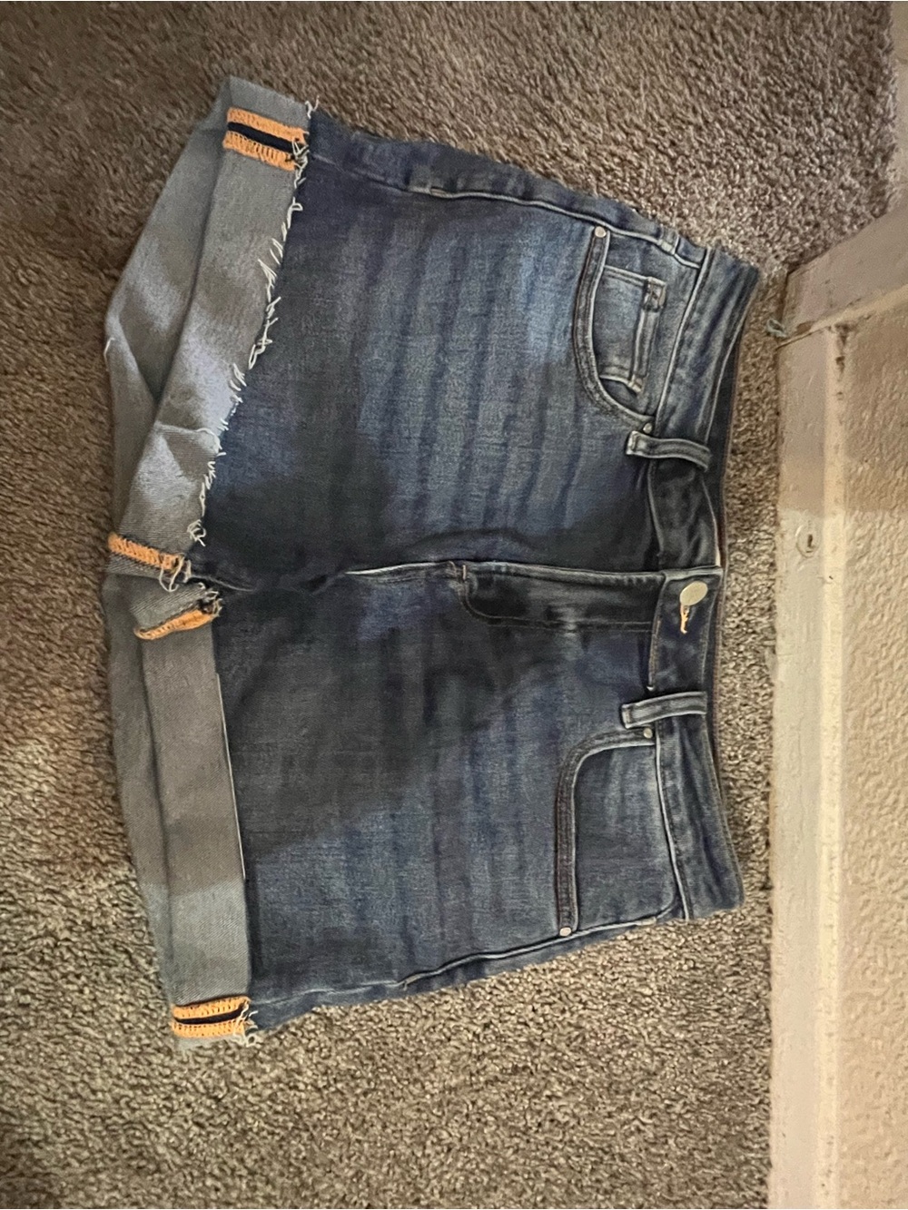 Dark Blue Denim Rolled-Hem Women's Shorts